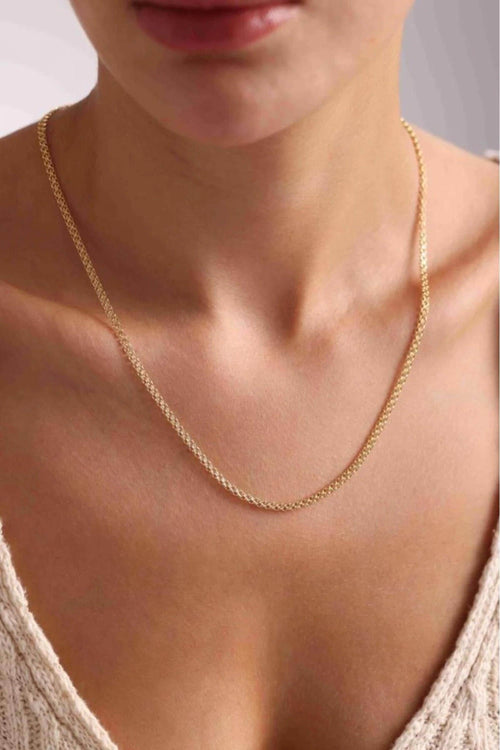 14K Gold 2mm Bismark Necklace, Dainty Bismark Link Chain, Minimalist Gold Necklace, Stackable Everyday Jewelry, Gift for Her