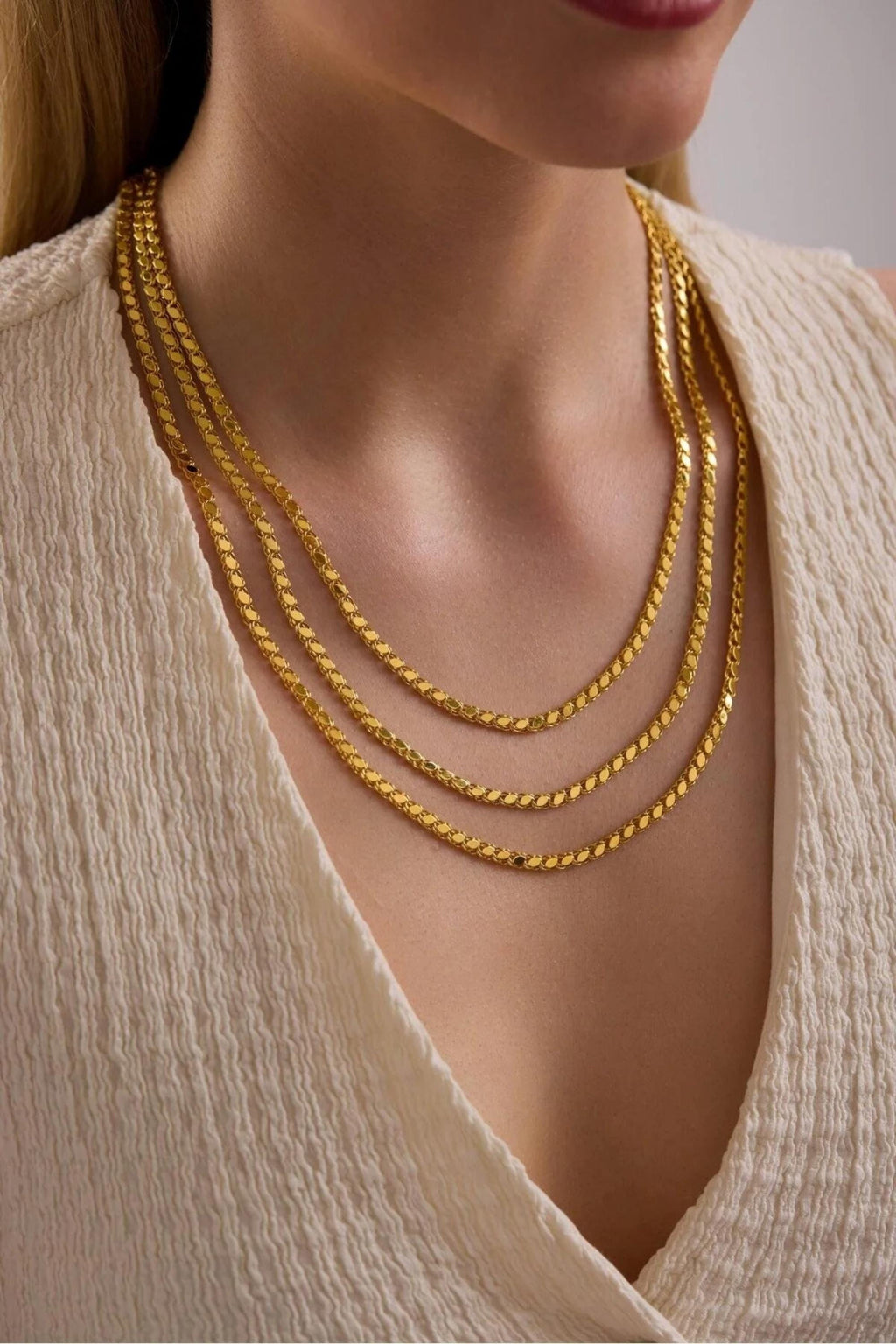 14K Gold 3mm Mirror Chain Necklace, Shiny Flat Gold Chain, Minimalist Everyday Necklace, Stackable Gold Chain, Gift for Her