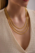 14K Gold 3mm Mirror Chain Necklace, Shiny Flat Gold Chain, Minimalist Everyday Necklace, Stackable Gold Chain, Gift for Her
