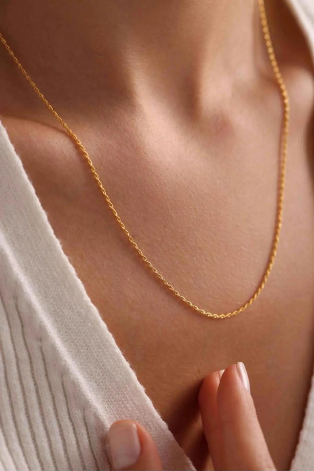 14K Gold 2mm Rope Chain Necklace, Dainty Gold Necklace, Minimalist Everyday Jewelry, Stackable Gold Chain, Gift for Her