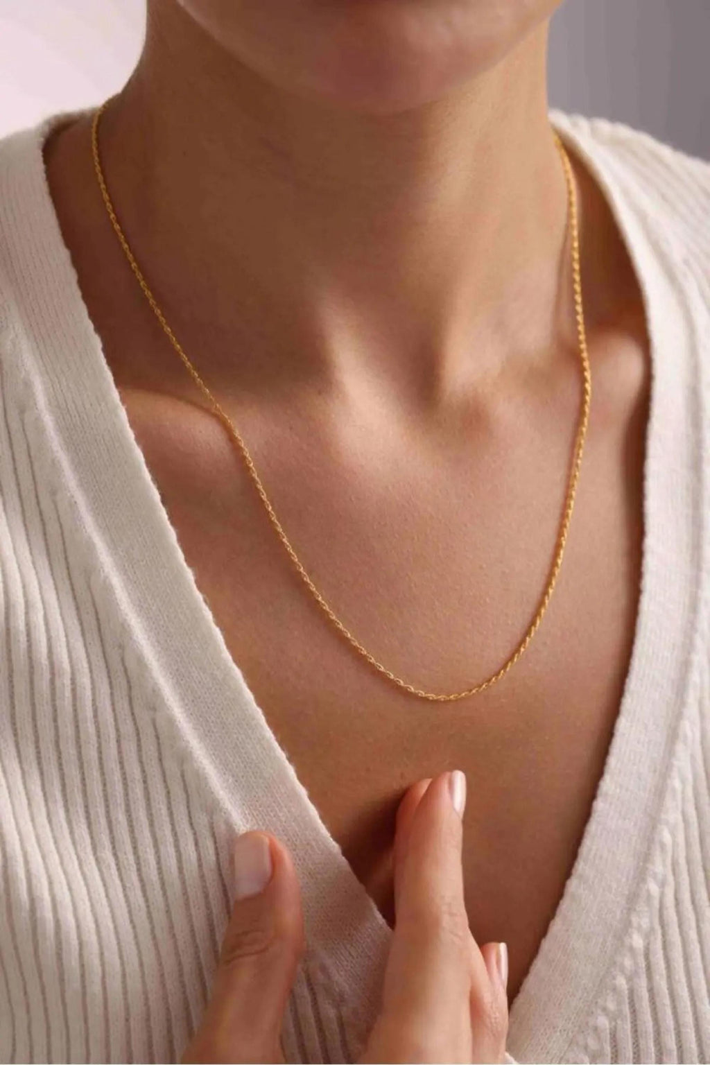 14K Gold 2mm Rope Chain Necklace, Dainty Gold Necklace, Minimalist Everyday Jewelry, Stackable Gold Chain, Gift for Her