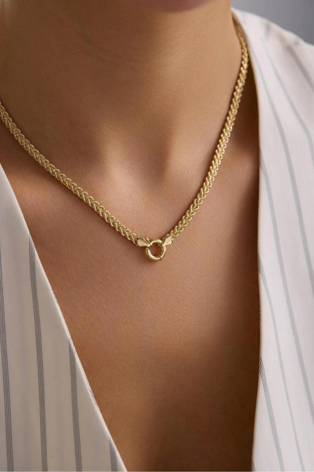 14K Gold 4mm Rope Chain Necklace, Chunky Gold Necklace, Dainty Everyday Necklace, Layering & Stackable Jewelry for Women, Gift for Her