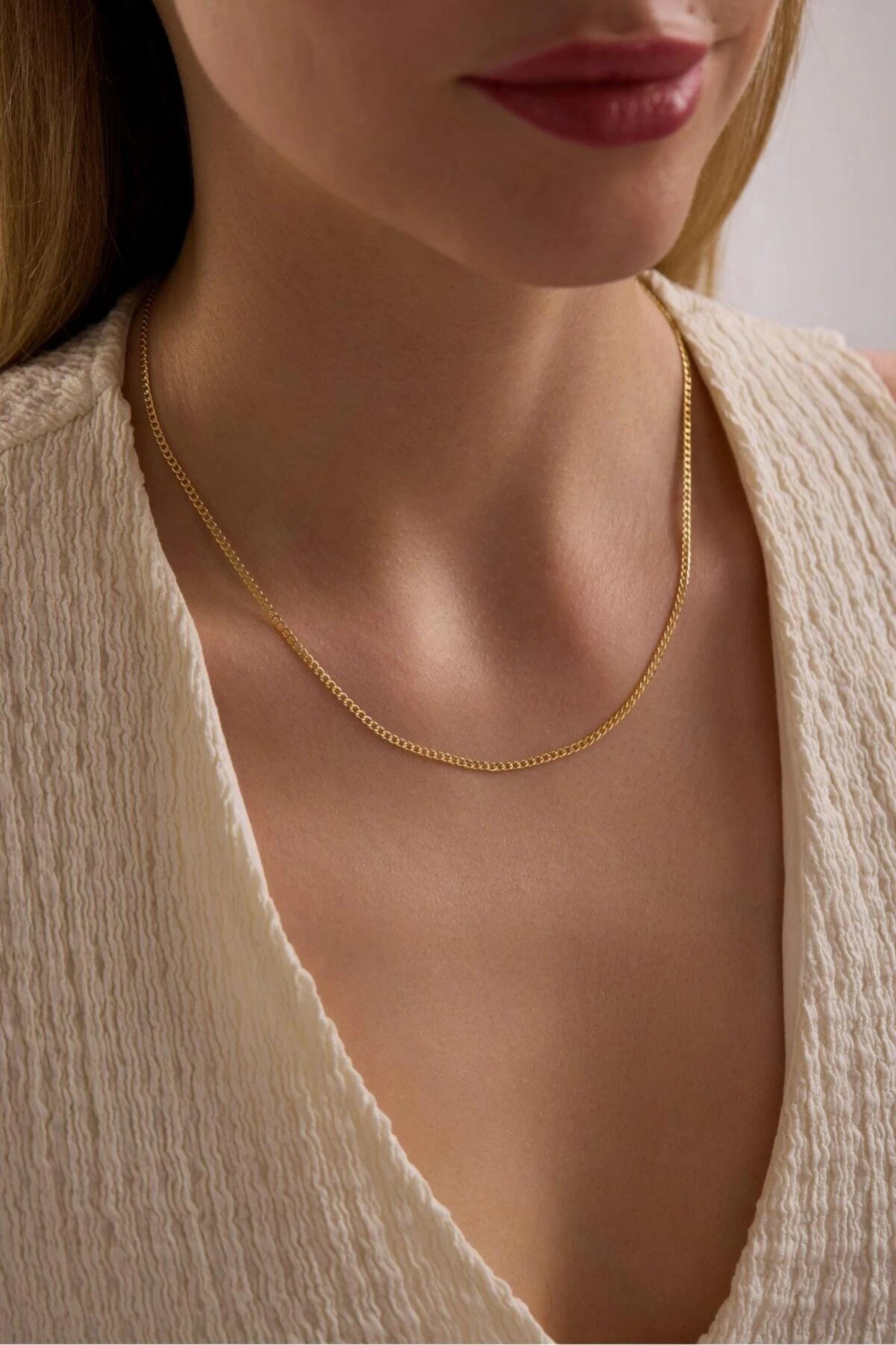 14K Gold 2.15mm Miami Cuban Chain Necklace, Dainty Gold Necklace, Minimalist Everyday Jewelry, Stackable Gold Chain for Men & Women, Gift