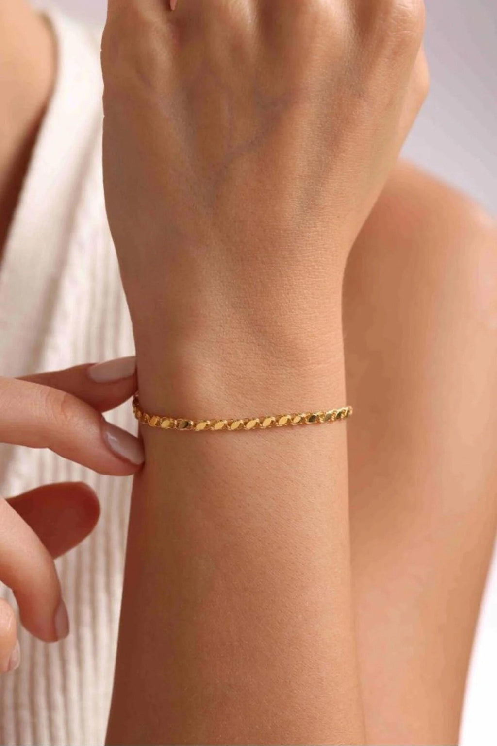 14K Gold 2mm Mirror Chain Bracelet, Dainty Gold Bracelet, Minimalist Everyday Jewelry, Stackable Gold Chain Bracelet, Gift for Her