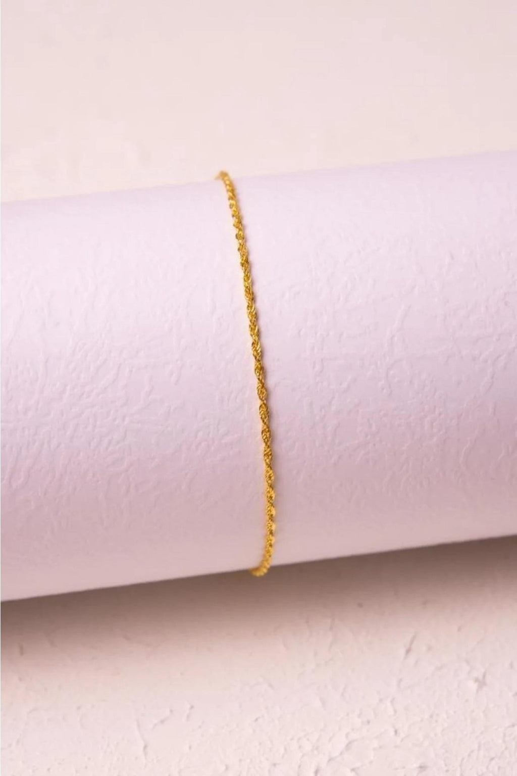 14K Gold 2mm Rope Chain Bracelet, Dainty Gold Bracelet, Minimalist Everyday Jewelry, Stackable Gold Chain Bracelet, Gift for Her