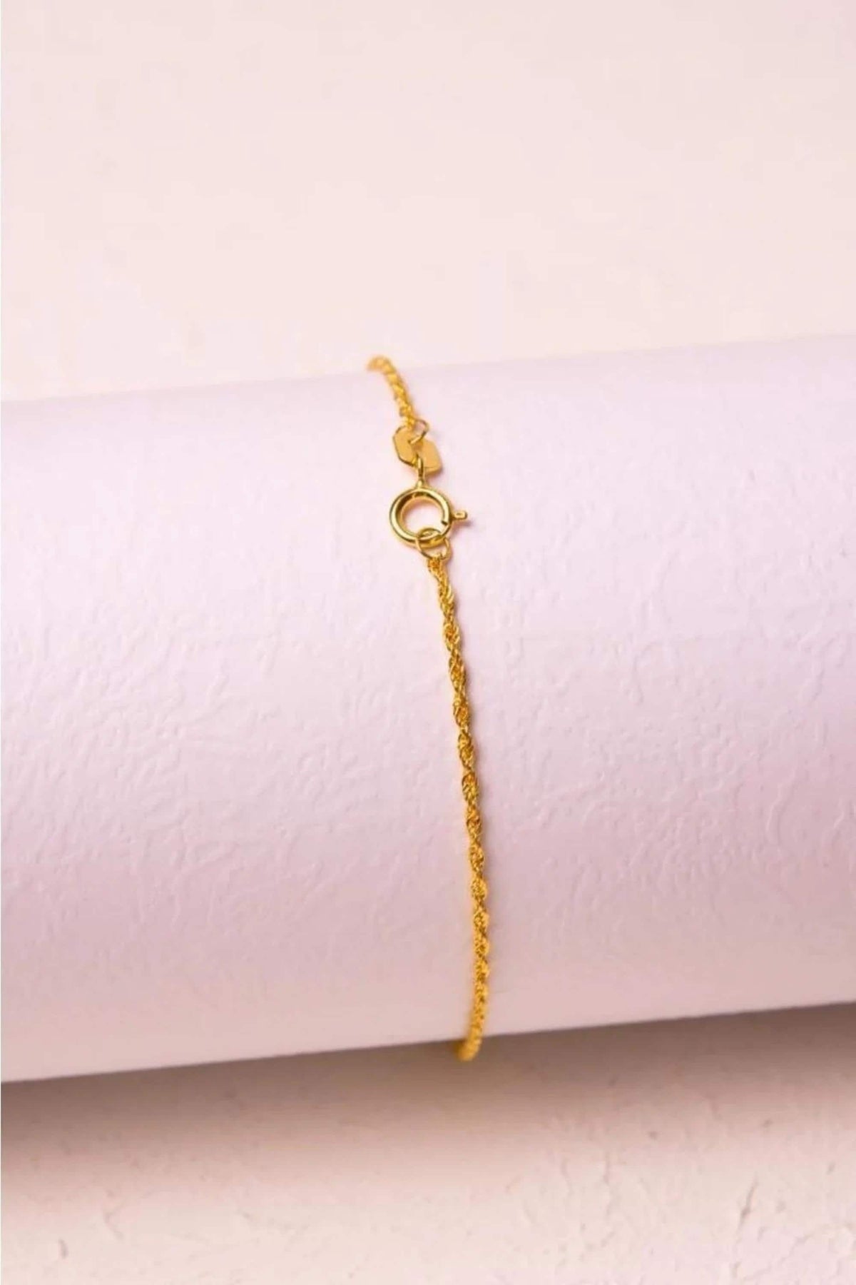 14K Gold 2mm Rope Chain Bracelet, Dainty Gold Bracelet, Minimalist Everyday Jewelry, Stackable Gold Chain Bracelet, Gift for Her