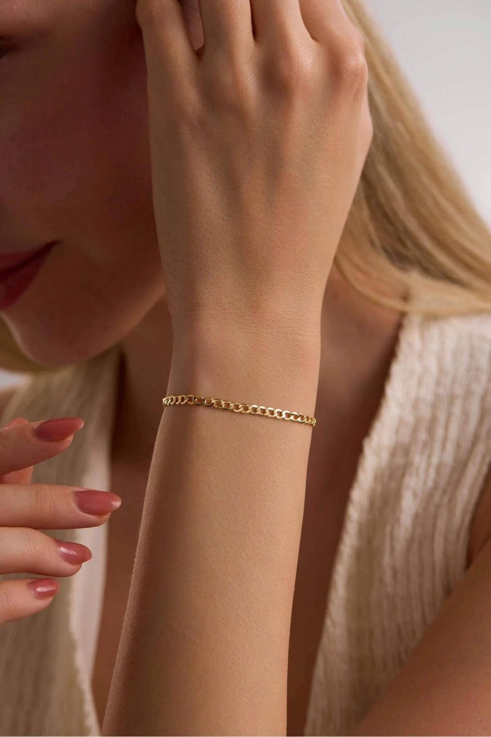 14K Gold 3mm Cuban Link Bracelet, Dainty Gold Bracelet, Minimalist Everyday Jewelry, Stackable Gold Bracelet, Gift for Men & Women