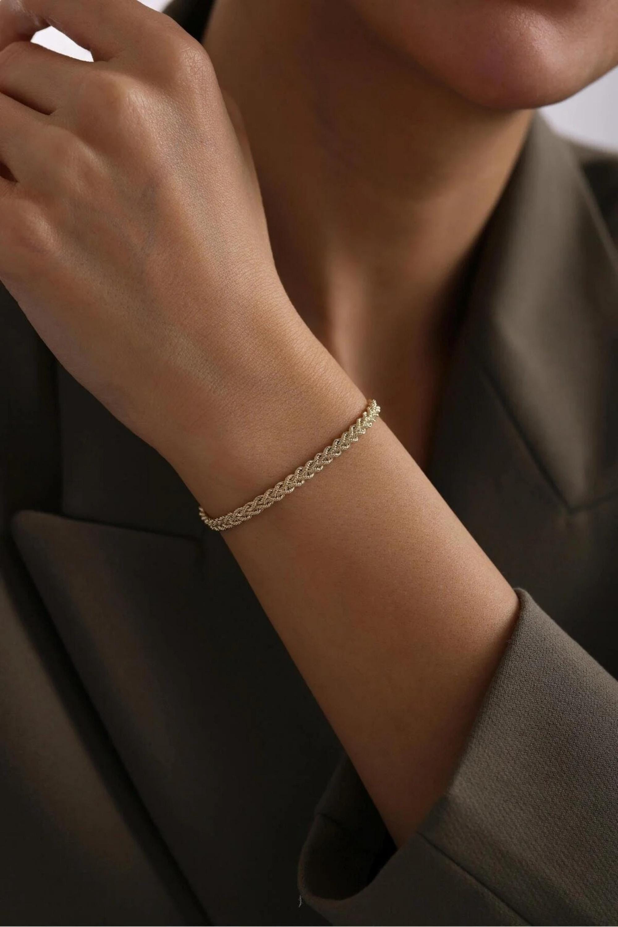 14K Gold 4mm Rope Bracelet, Chunky Gold Bracelet, Minimalist Everyday Jewelry, Stackable Gold Rope Bracelet, Gift for Her