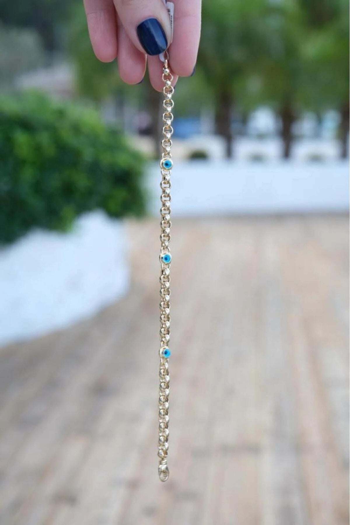 14K Gold 5mm Evil Eye Bracelet, Dainty Gold Bracelet, Protection Jewelry, Minimalist Everyday Bracelet, Stackable Gold Bracelet for Her