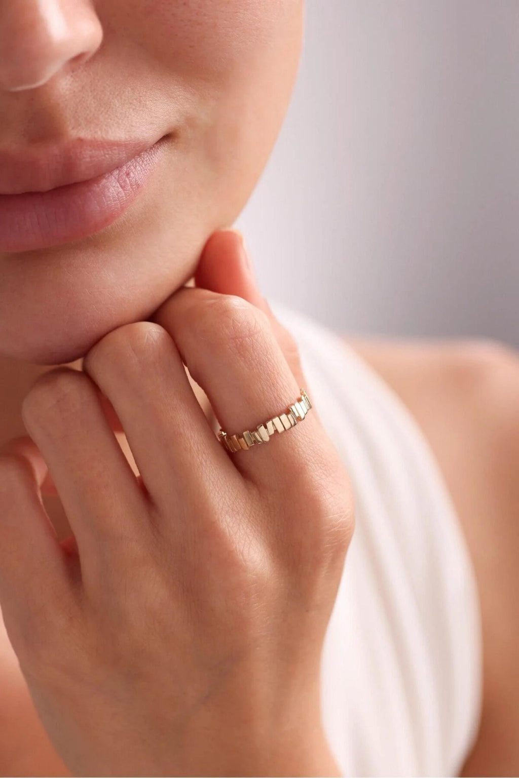 14K Gold Zigzag Ring, Dainty Gold Ring, Minimalist Everyday Jewelry, Stackable Gold Ring, Modern Wave Ring, Gift for Her