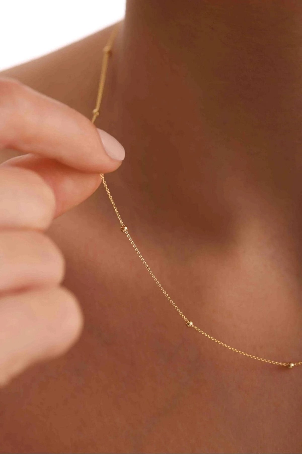 14K Gold Satellite Necklace, Dainty Gold Chain Necklace, Minimalist Everyday Jewelry, Layering & Stackable Gold Necklace, Gift for Her