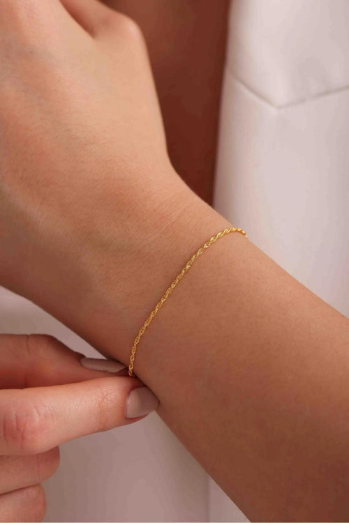 14K Gold 1.35mm Rope Bracelet, Dainty Gold Bracelet, Minimalist Everyday Jewelry, Stackable Thin Gold Rope Bracelet, Gift for Her