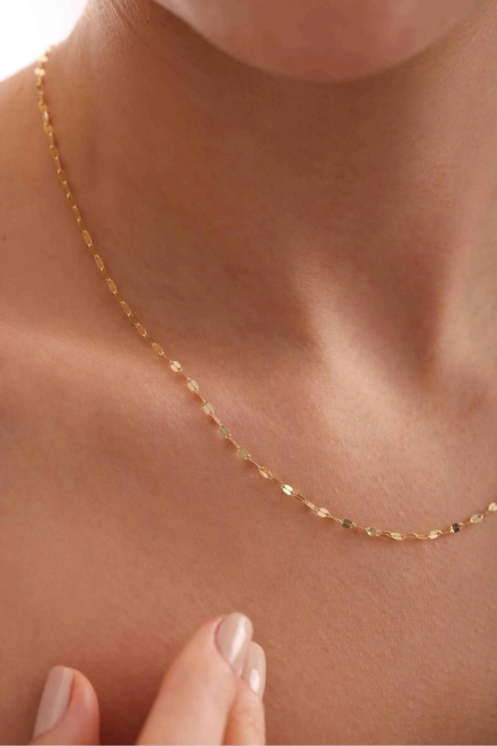 14K Gold 2.15mm Sequin Necklace, Dainty Gold Disc Necklace, Minimalist Everyday Jewelry, Layering & Stackable Gold Necklace, Gift for Her