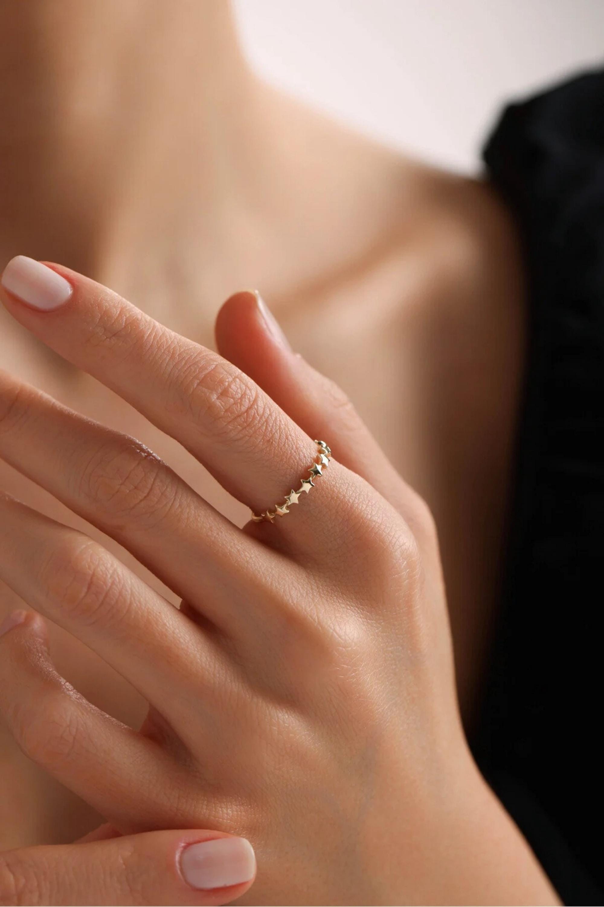 14K Gold Star Ring, Dainty Gold Ring, Minimalist Everyday Jewelry, Stackable Gold Ring, Celestial Ring, Gift for Her