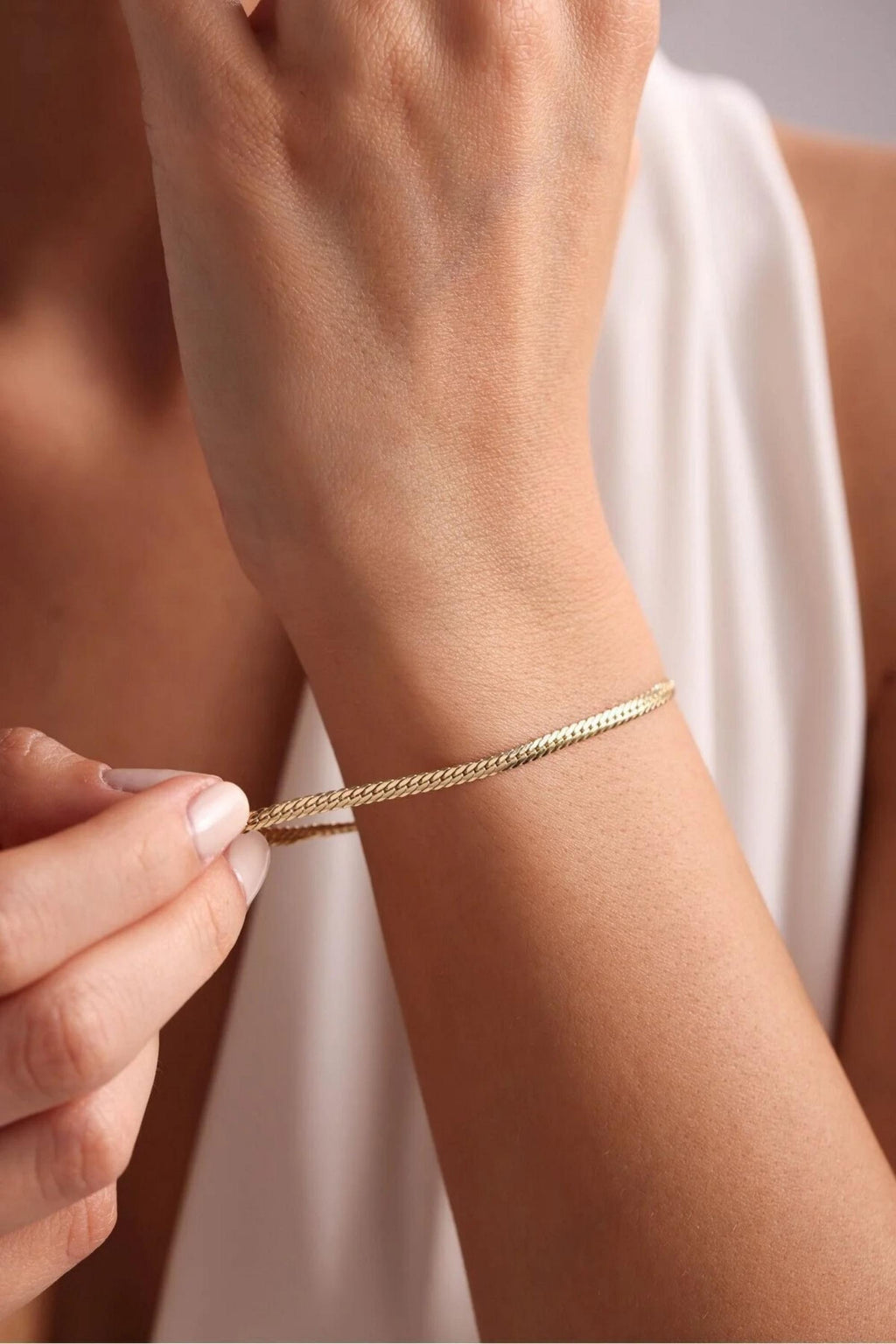 14K Gold 3.5mm Cuban Link Bracelet, Dainty Gold Bracelet, Minimalist Everyday Jewelry, Stackable Gold Chain Bracelet, Gift for her