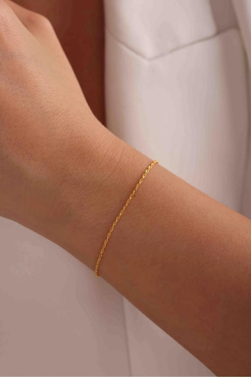 14K Gold 1.35mm Rope Bracelet, Dainty Gold Bracelet, Minimalist Everyday Jewelry, Stackable Thin Gold Rope Bracelet, Gift for Her
