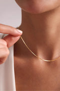 14K Gold 1mm Box Chain Necklace, Dainty Gold Chain Necklace, Minimalist Everyday Jewelry, Layering & Stackable Gold Necklace, Gift for Her