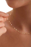 14K Gold 2.15mm Sequin Necklace, Dainty Gold Disc Necklace, Minimalist Everyday Jewelry, Layering & Stackable Gold Necklace, Gift for Her