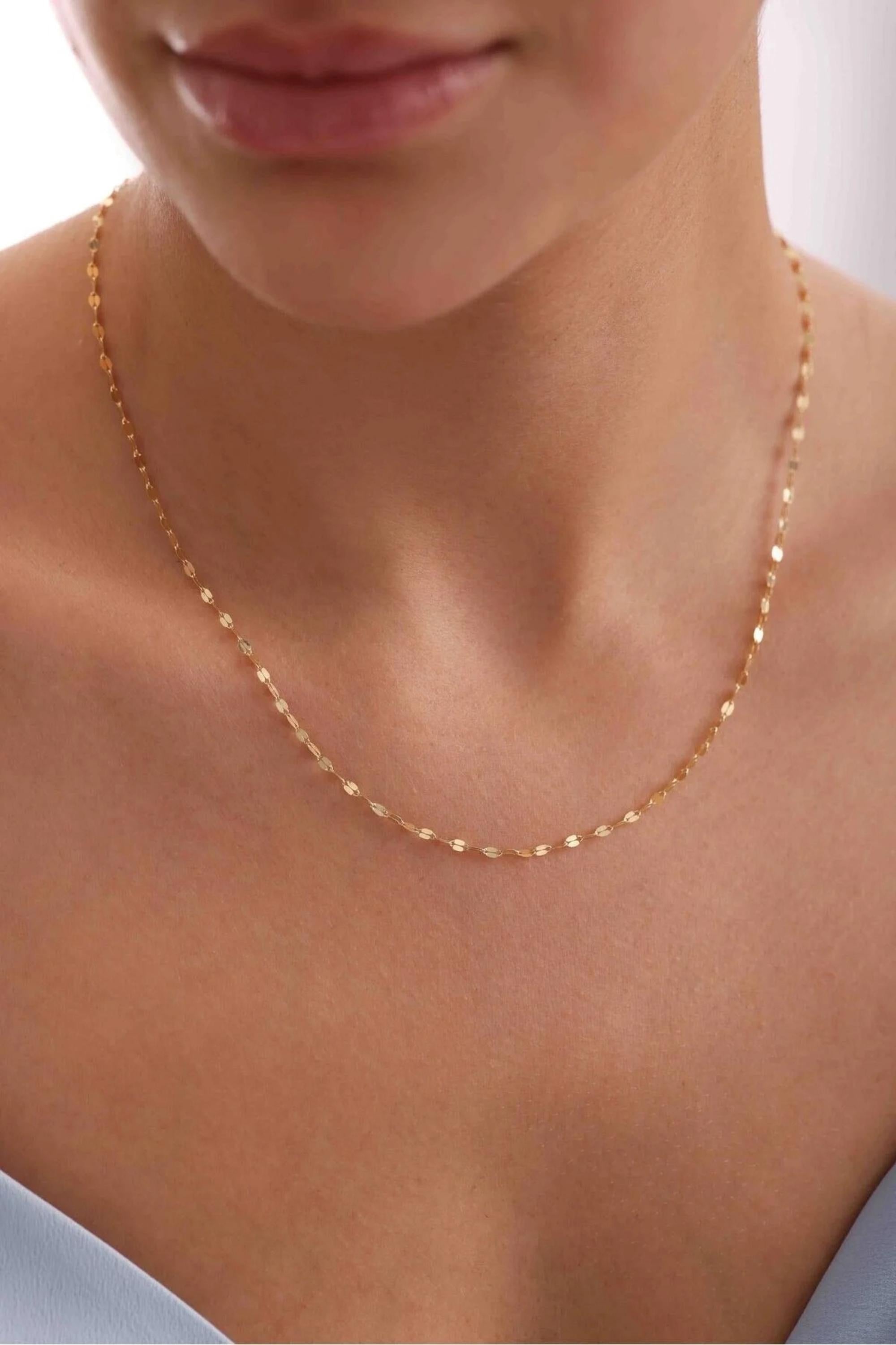 14K Gold 2.15mm Sequin Necklace, Dainty Gold Disc Necklace, Minimalist Everyday Jewelry, Layering & Stackable Gold Necklace, Gift for Her