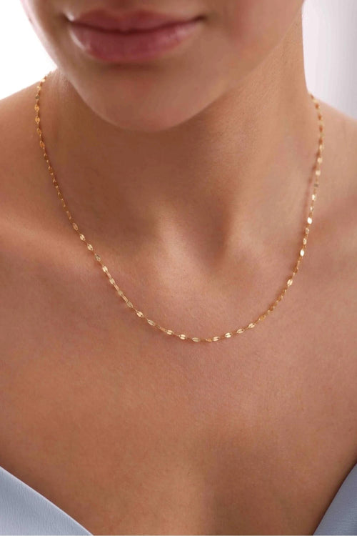 14K Gold 2.15mm Sequin Necklace, Dainty Gold Disc Necklace, Minimalist Everyday Jewelry, Layering & Stackable Gold Necklace, Gift for Her