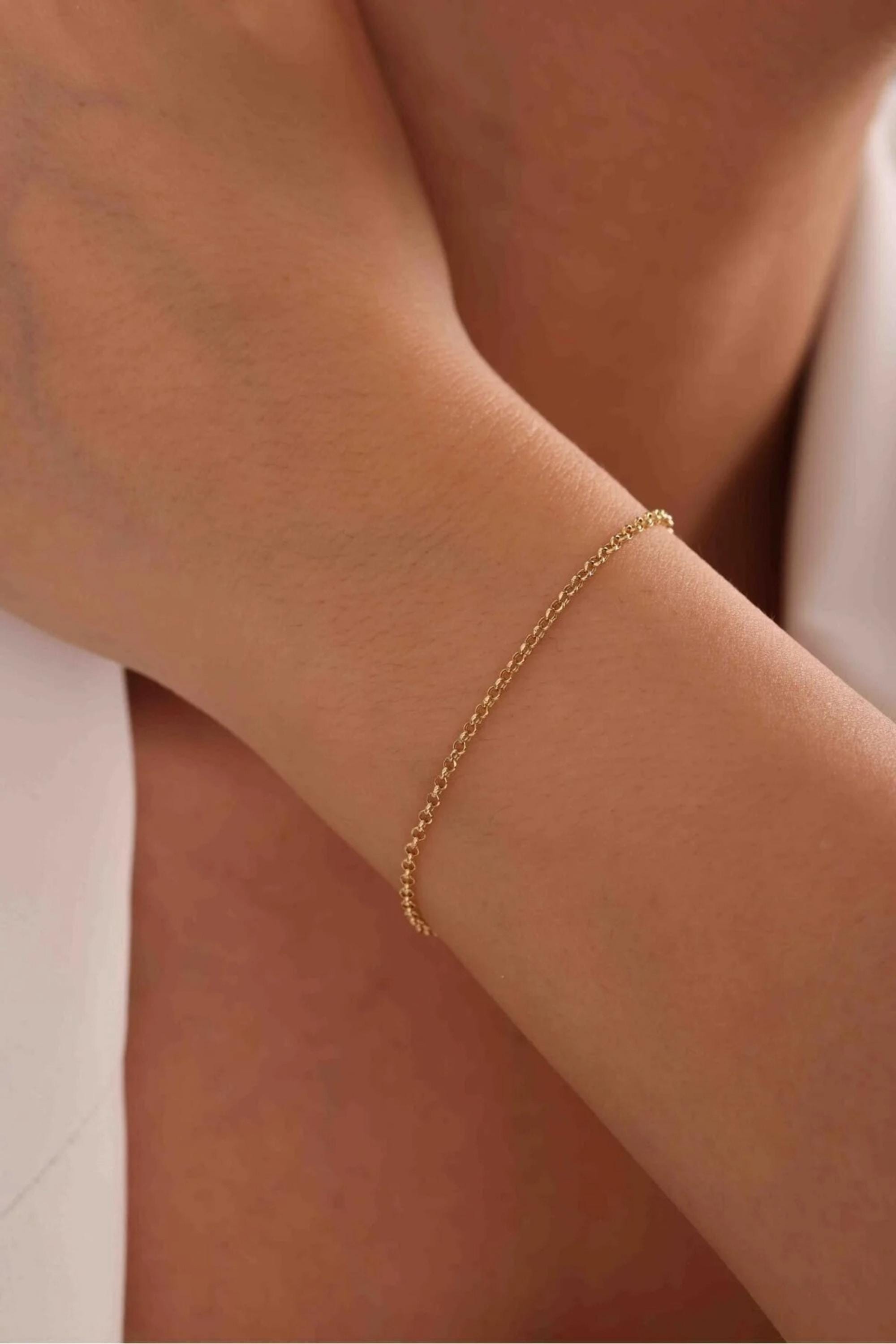 14K Gold 2mm Rolo Chain Bracelet, Dainty Gold Bracelet, Minimalist Everyday Jewelry, Stackable Gold Chain Bracelet, Gift for Her