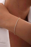 14K Gold 2mm Tennis Bracelet, Dainty Gold Bracelet, Minimalist Everyday Jewelry, Stackable Diamond-Style Bracelet, Gift for Her