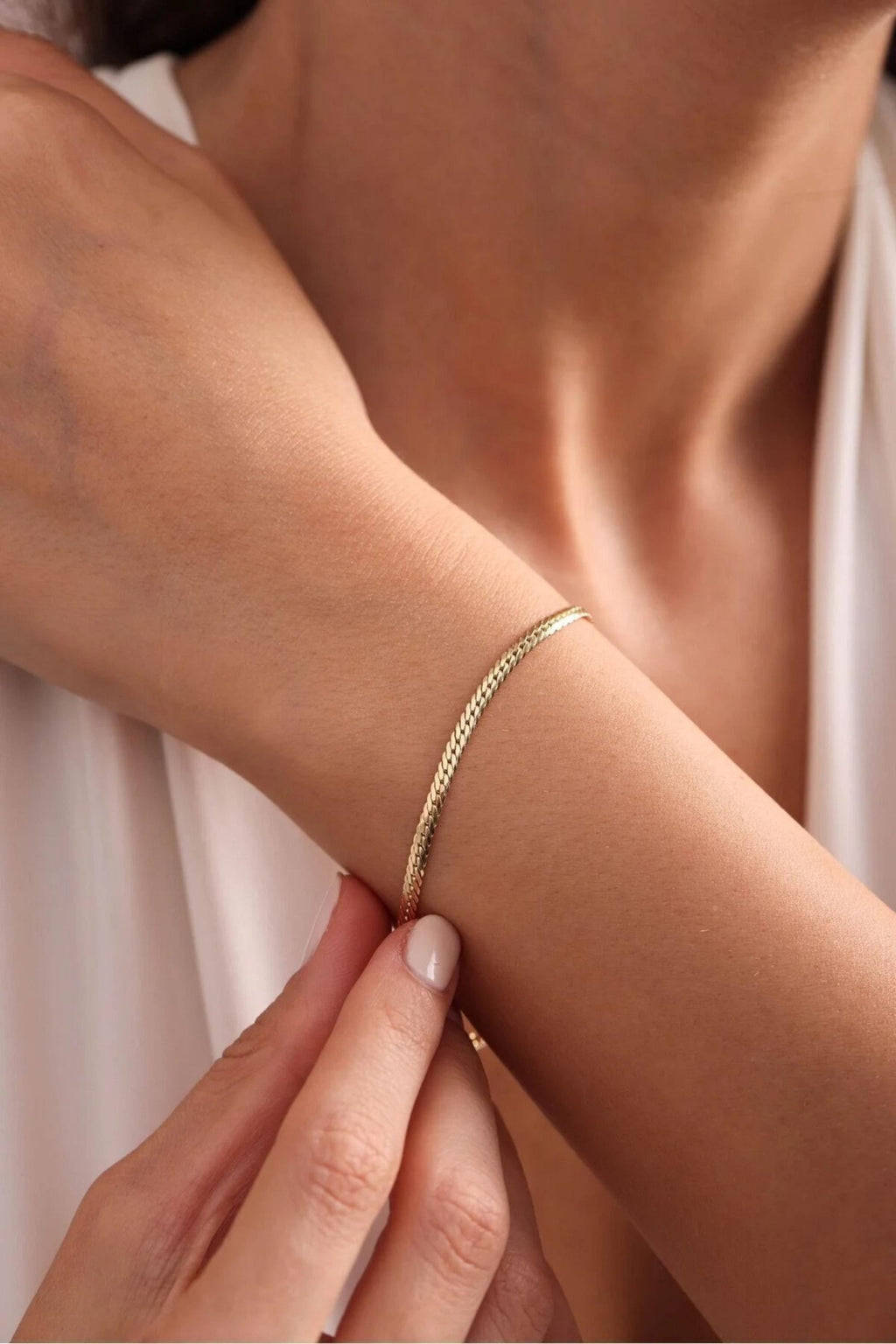 14K Gold 3.5mm Cuban Link Bracelet, Dainty Gold Bracelet, Minimalist Everyday Jewelry, Stackable Gold Chain Bracelet, Gift for her