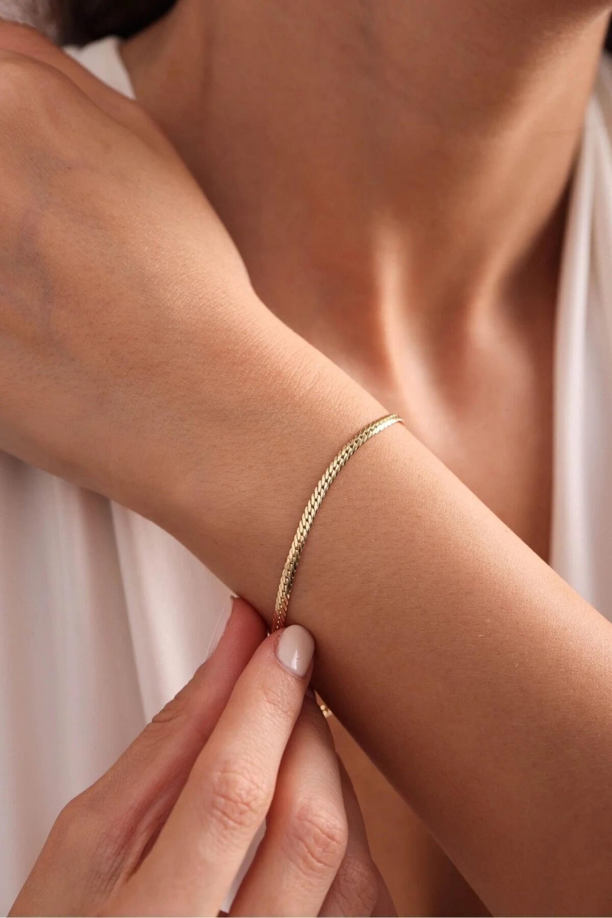 14K Gold 3.5mm Cuban Link Bracelet, Dainty Gold Bracelet, Minimalist Everyday Jewelry, Stackable Gold Chain Bracelet, Gift for her