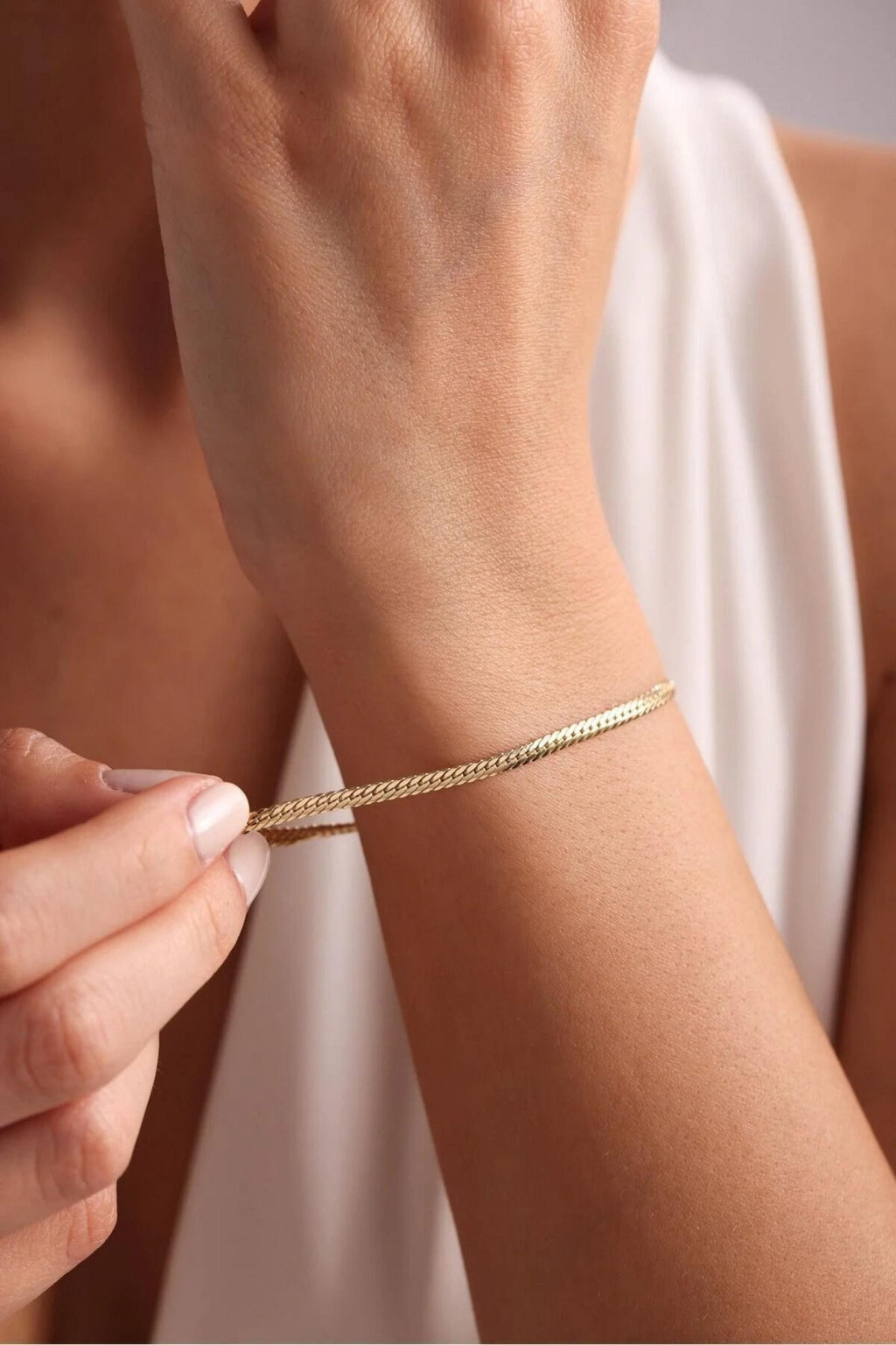 14K Gold 3.5mm Cuban Link Bracelet, Dainty Gold Bracelet, Minimalist Everyday Jewelry, Stackable Gold Chain Bracelet, Gift for her