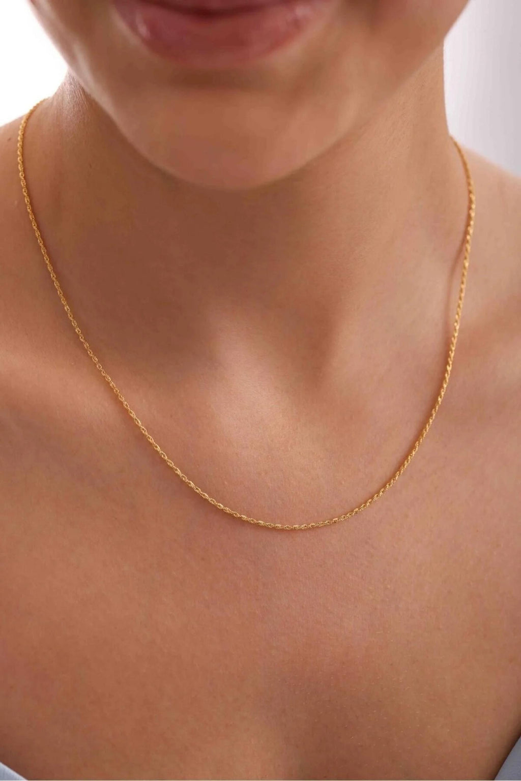 14K Gold 2mm Rope Chain Necklace, Dainty Gold Chain Necklace, Minimalist Everyday Jewelry, Layering & Stackable Gold Necklace for Her