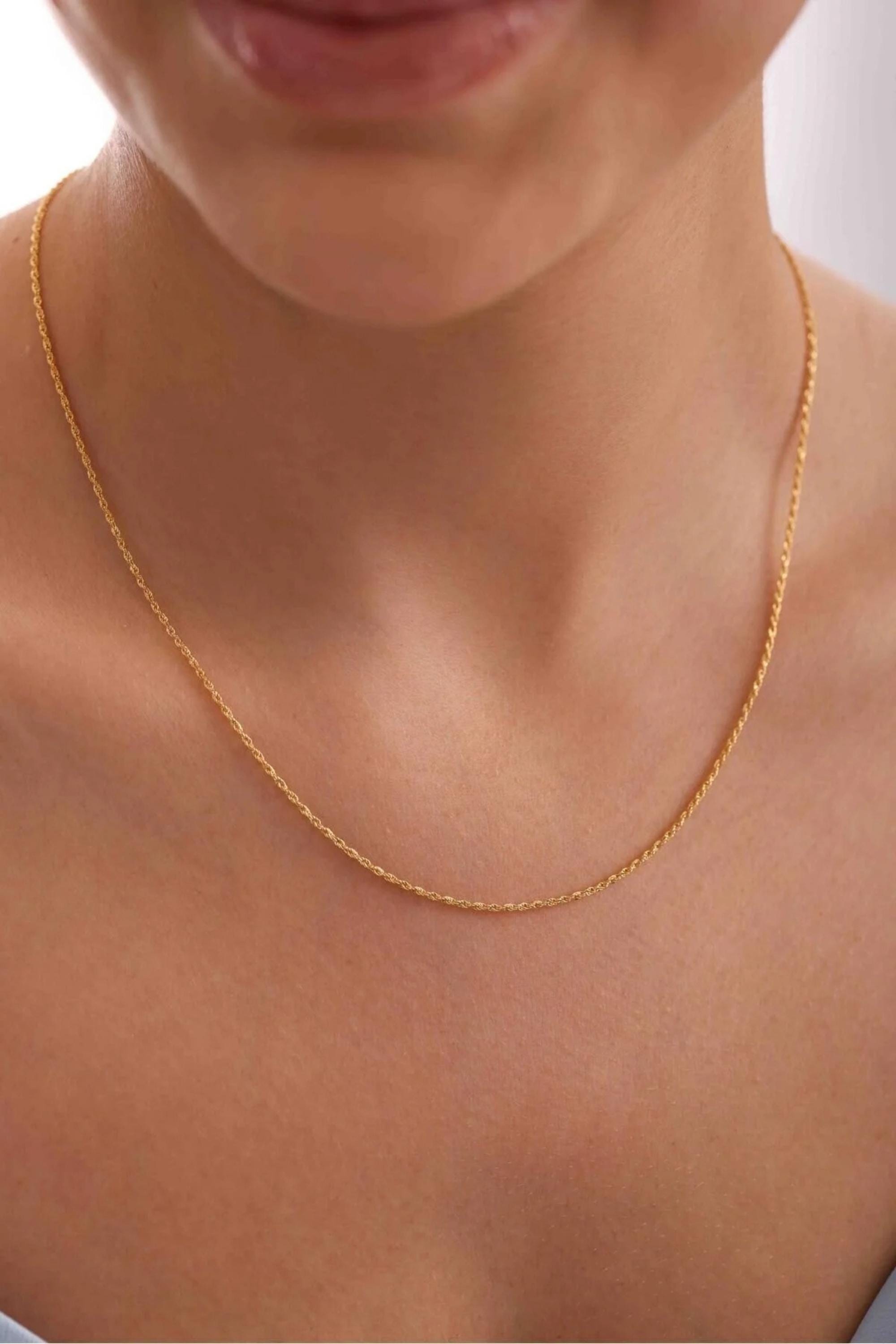 14K Gold 2mm Rope Chain Necklace, Dainty Gold Chain Necklace, Minimalist Everyday Jewelry, Layering & Stackable Gold Necklace for Her