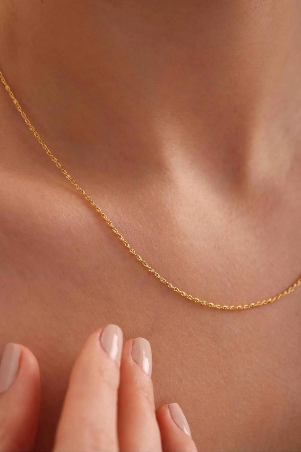 14K Gold 2mm Rope Chain Necklace, Dainty Gold Chain Necklace, Minimalist Everyday Jewelry, Layering & Stackable Gold Necklace for Her