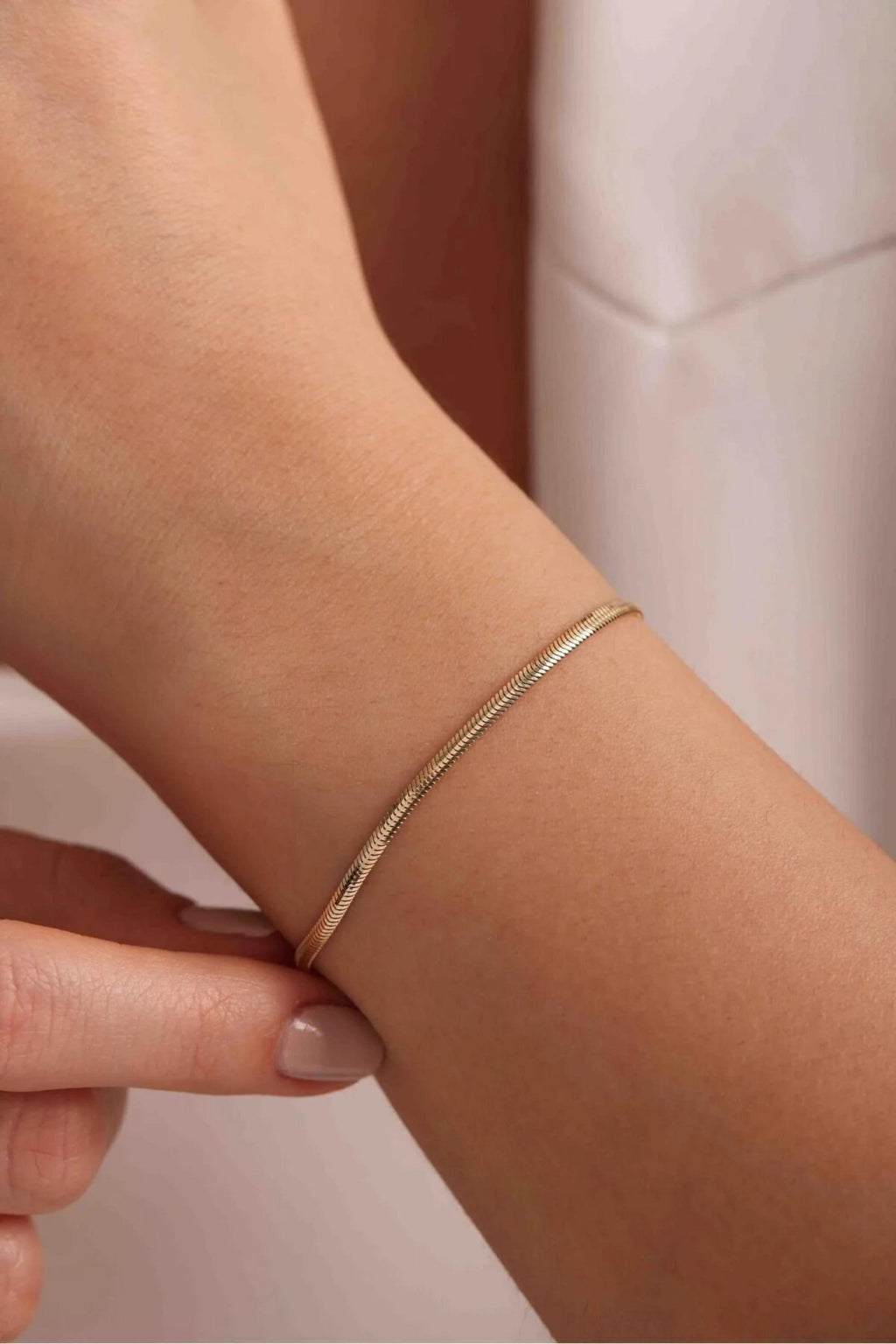 14K Gold 3mm Snake Chain Bracelet, Sleek Gold Bracelet, Smooth Herringbone Style Jewelry, Layering Bracelet, Everyday Gift for Women