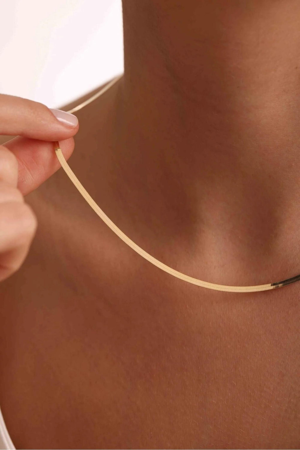 14K Gold 3mm Herringbone Necklace, Flat Snake Chain Necklace, Sleek Gold Chain, Layering Jewelry, Everyday Fine Jewelry, Gift for Women