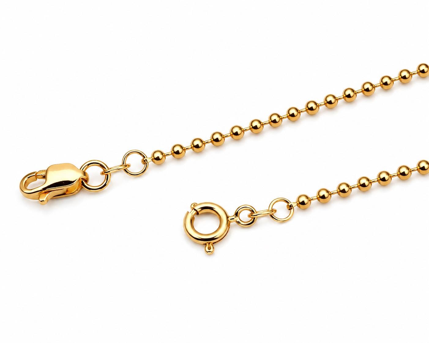 14K Gold 6.5 in, 1.5mm 2mm Beaded Chain Bracelet, Dainty Gold Bracelet, Minimalist Everyday Jewelry, Ball Chain Bracelet, Gift for Her