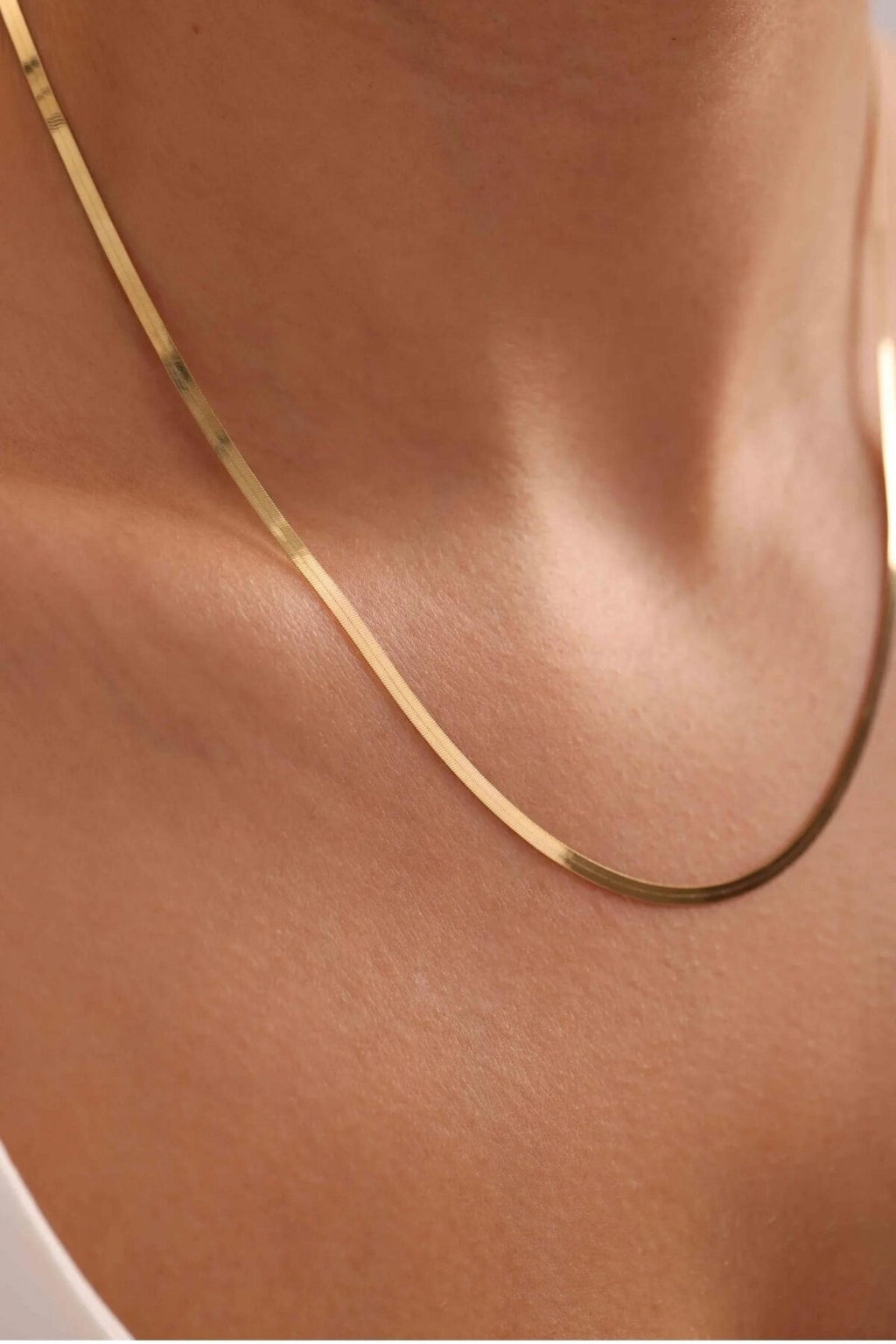14K Gold 3mm Herringbone Necklace, Flat Snake Chain Necklace, Sleek Gold Chain, Layering Jewelry, Everyday Fine Jewelry, Gift for Women