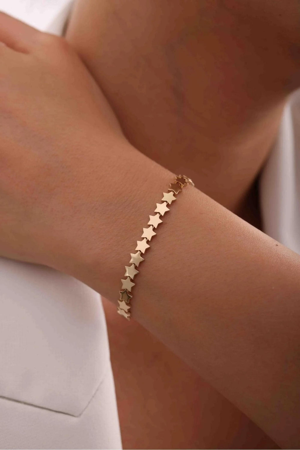 14K Gold Star Chain Bracelet, Celestial Gold Bracelet, Dainty Charm Bracelet, Layering Jewelry, Everyday Fine Jewelry, Gift for Women