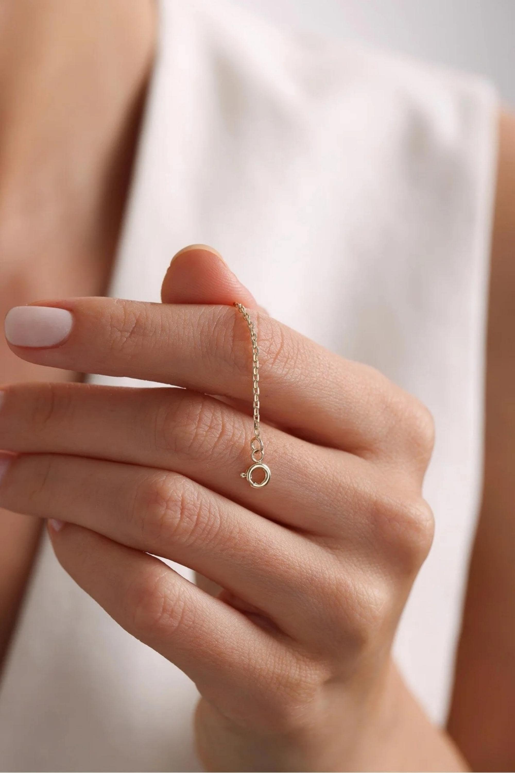 14K Gold Necklace Extender, Solid Gold Chain Extension 1 2 3 Inch, Adjustable Jewelry Lengthener with Spring Clasp, Gift for Her