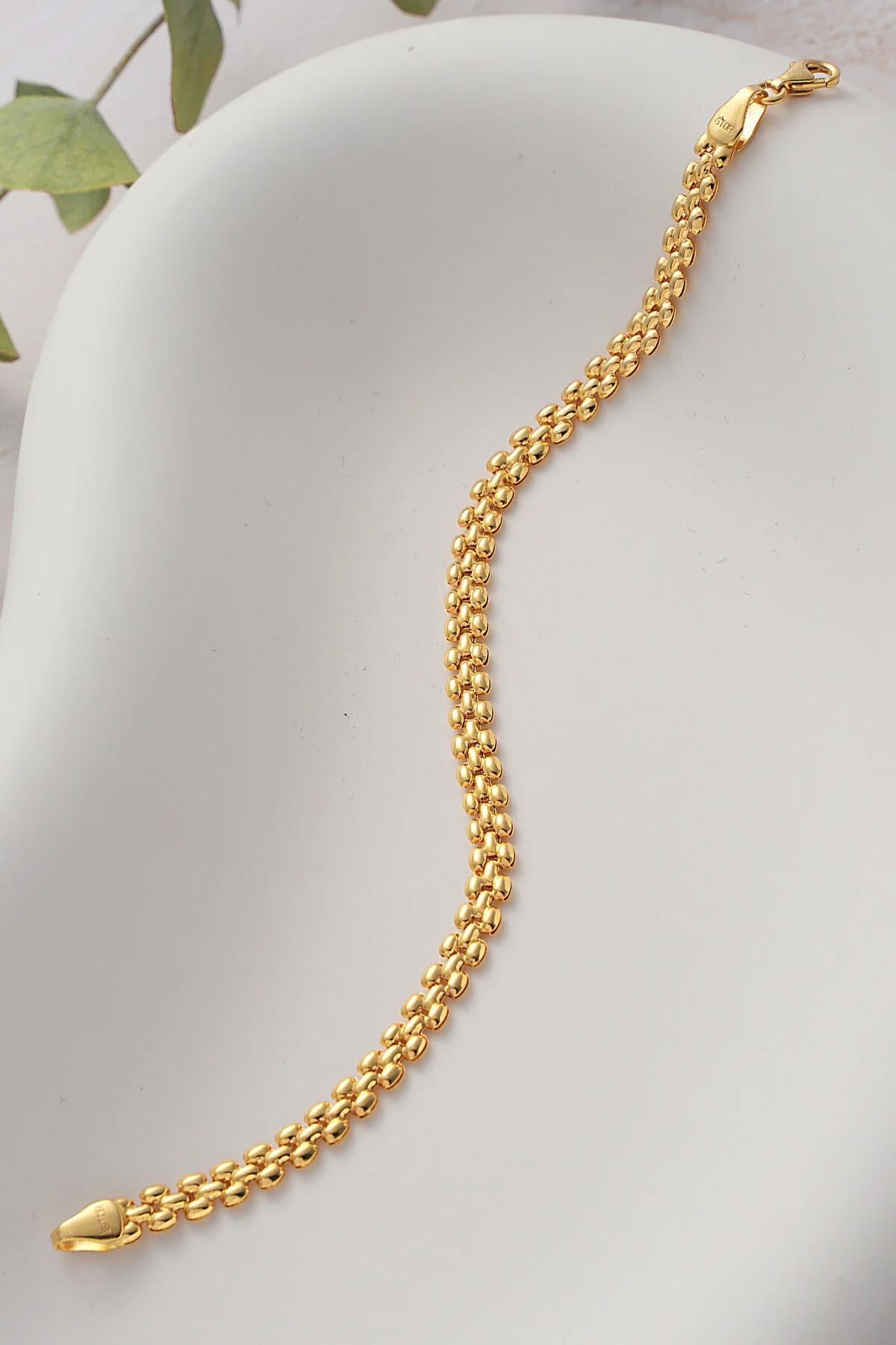 14K Gold 4.5mm Popcorn Bracelet, Textured Gold Chain, Bold Link Bracelet, Modern Statement Jewelry, Luxury Everyday Gift for Women