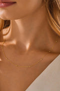 14K Gold Satellite Necklace, Station Chain Jewelry, Dainty Beaded Gold Chain, Elegant Layering Necklace, Delicate Everyday Gift for Women