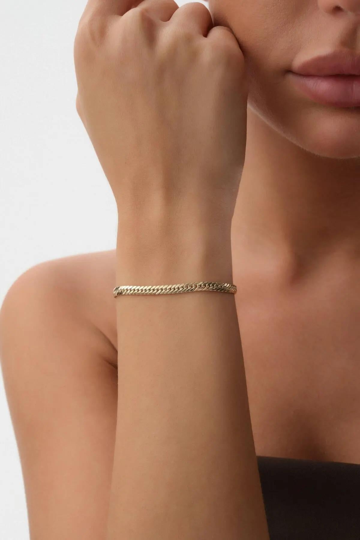 14K Gold Cuban Link Bracelet, Classic Miami Cuban Chain, Sleek Gold Link Jewelry, Bold Everyday Bracelet, Timeless Gift for Women