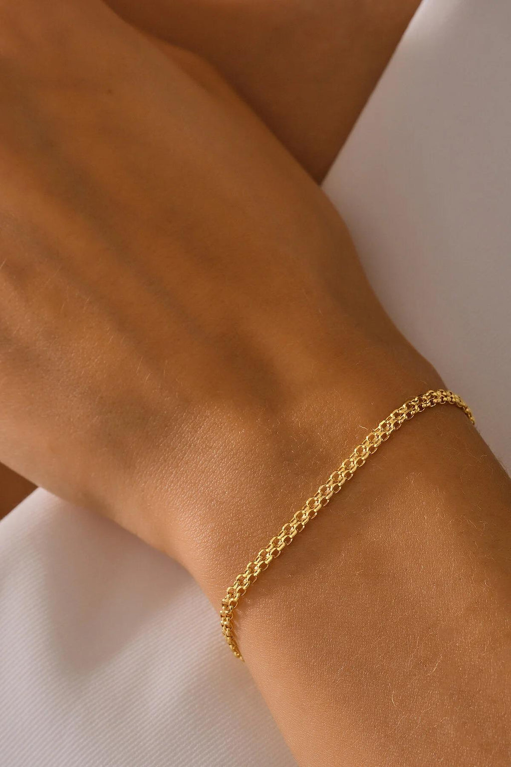 14K Gold 2.5mm Bismarck Bracelet, Woven Link Gold Bracelet, Classic Italian Chain, Elegant Statement Jewelry, Timeless Gift for Women