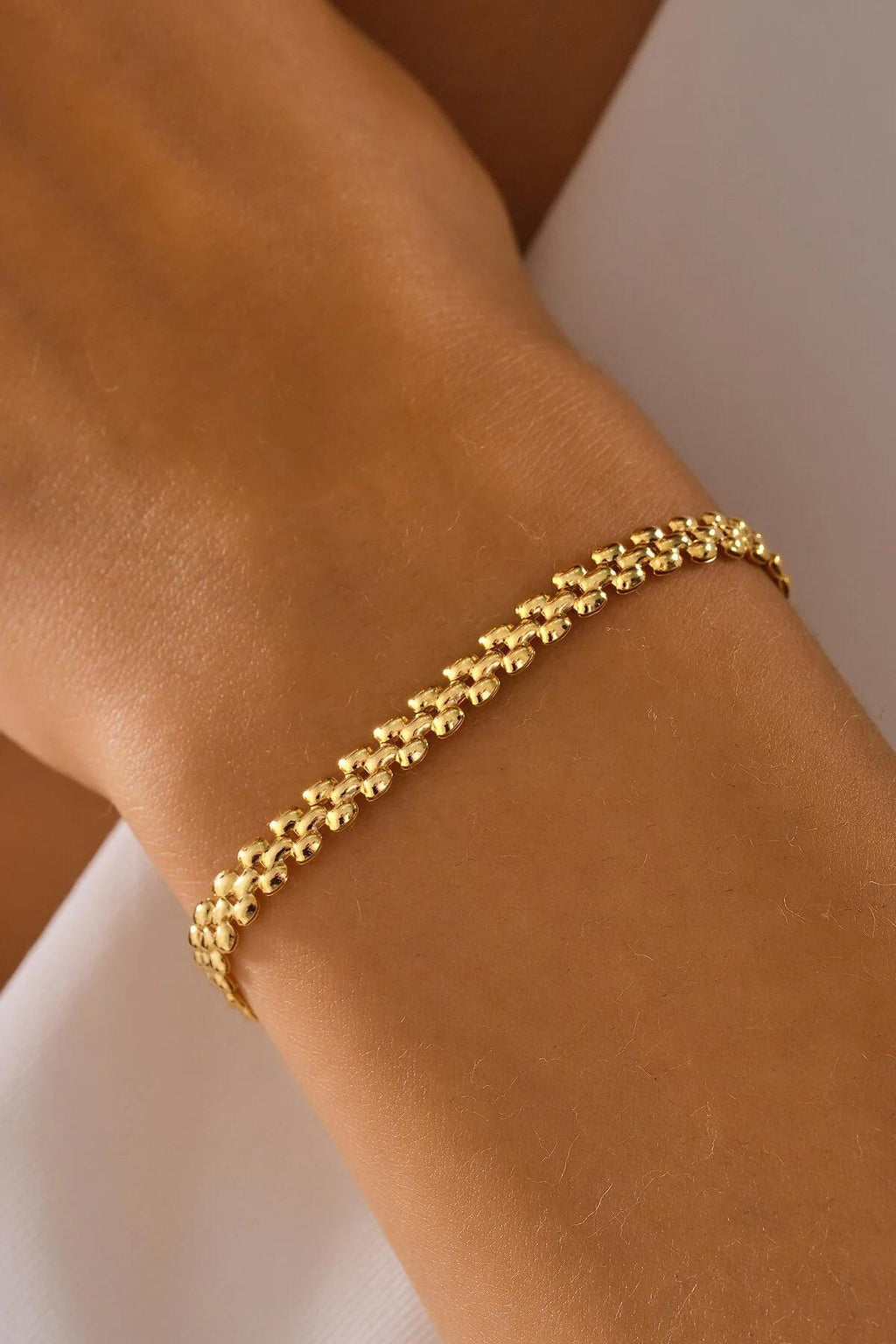 14K Gold 4.5mm Popcorn Bracelet, Textured Gold Chain, Bold Link Bracelet, Modern Statement Jewelry, Luxury Everyday Gift for Women