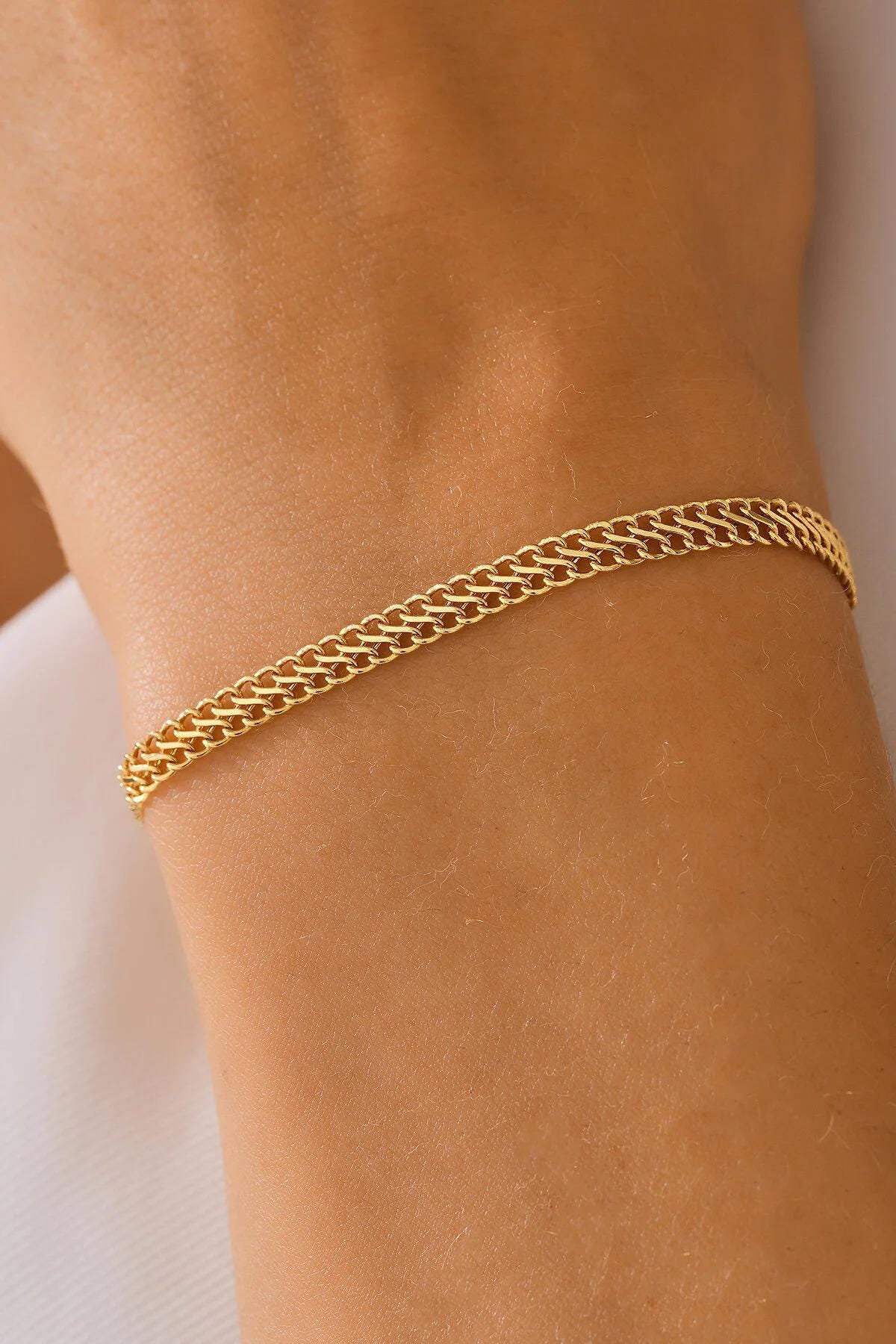 14K Gold Vienna Bracelet, Elegant Woven Gold Chain, Intricate Link Bracelet, Sophisticated Everyday Jewelry, Timeless Gift for Women