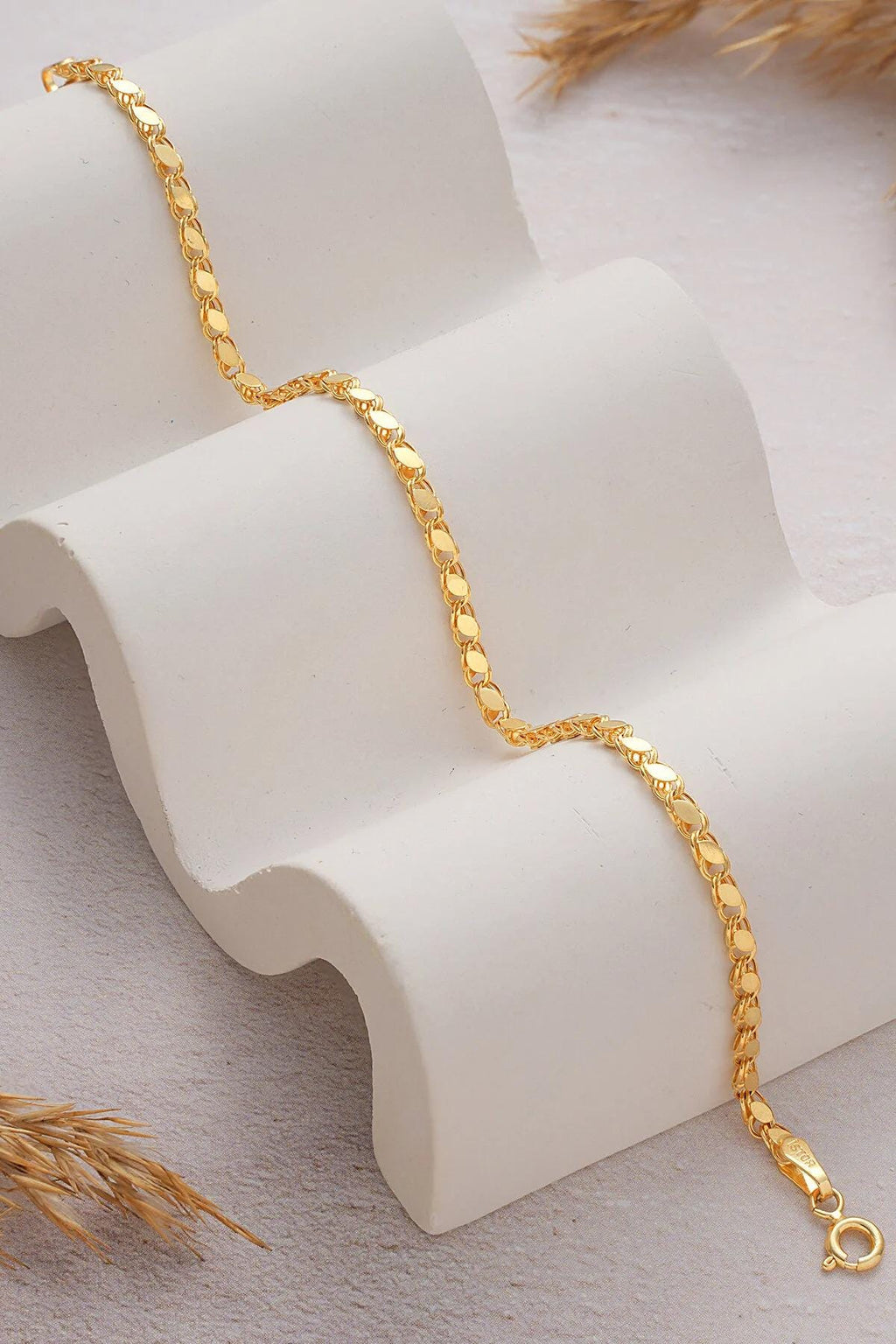 14K Gold Mirror Bracelet, Sleek Gold Chain Bracelet, Polished Link Jewelry, Modern Everyday Bracelet, Elegant Layering Gift for Women