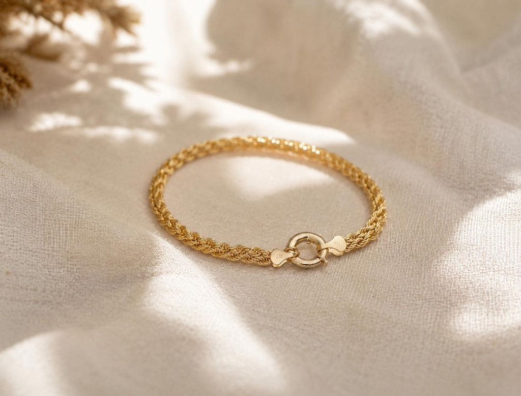 14K Gold 4.7mm Rope Bracelet, Bold Twisted Gold Chain, Classic Rope Link Jewelry, Statement Everyday Bracelet, Timeless Gift for Women