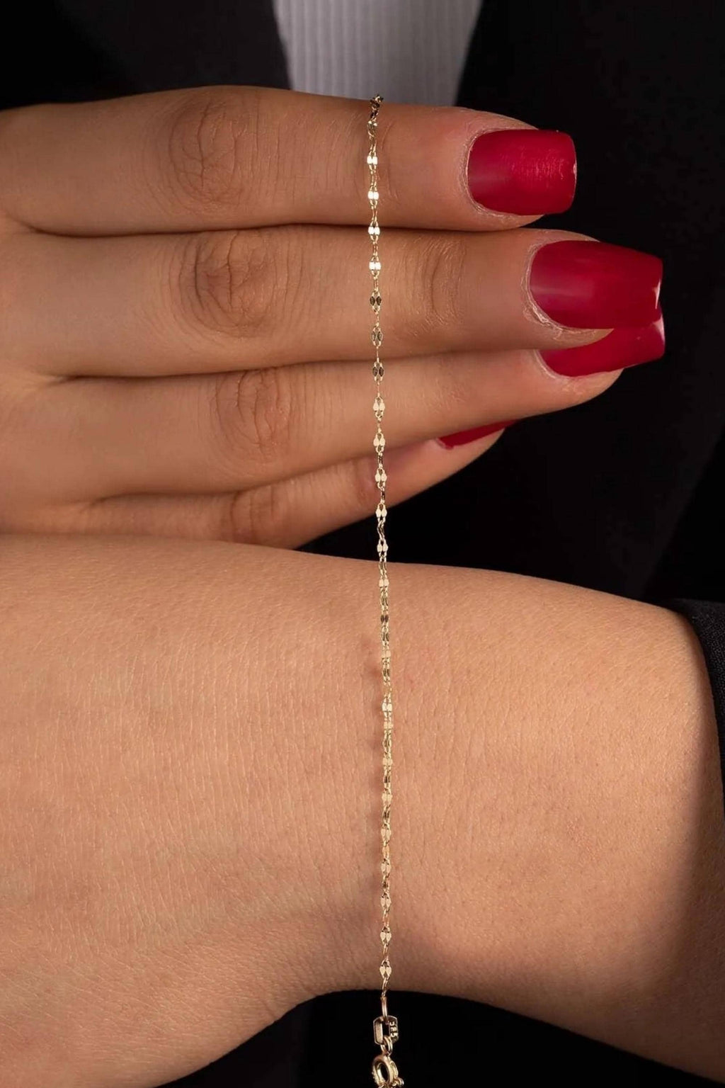 14K Gold Glitter Bracelet, Sparkling Gold Chain, Shimmering Textured Bracelet, Elegant Link Jewelry, Modern Everyday Gift for Women