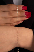 14K Gold Glitter Bracelet, Sparkling Gold Chain, Shimmering Textured Bracelet, Elegant Link Jewelry, Modern Everyday Gift for Women