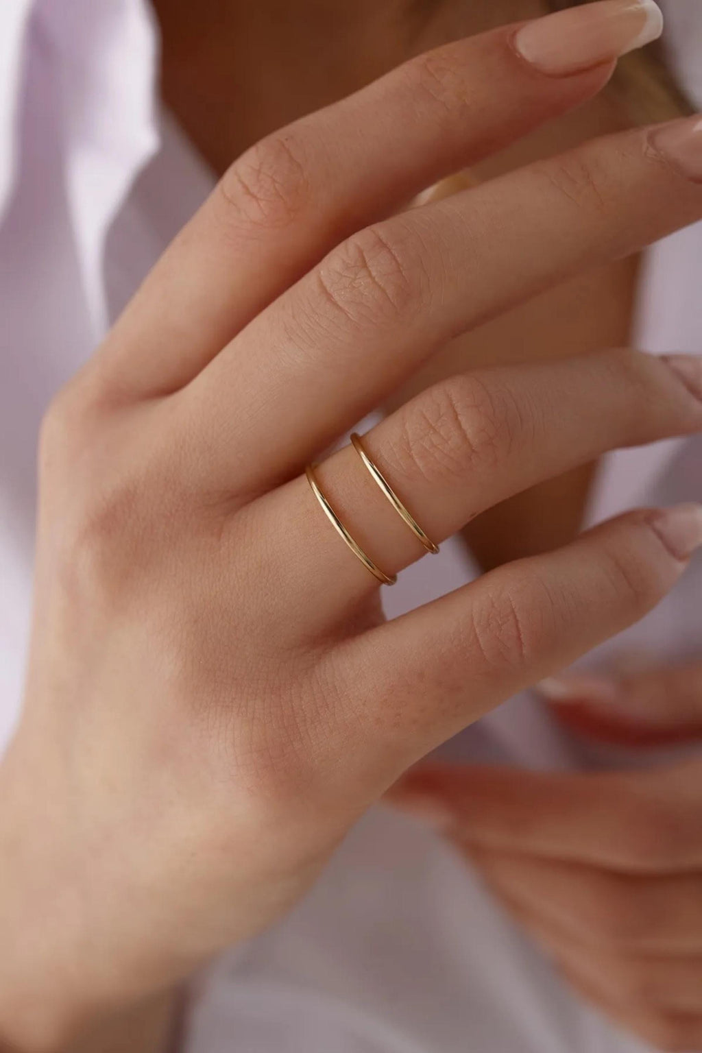 14K Gold 1mm Wedding Band, Ultra Thin Gold Ring, Minimalist Wedding Ring, Simple Stacking Band, Delicate Everyday Fine Jewelry