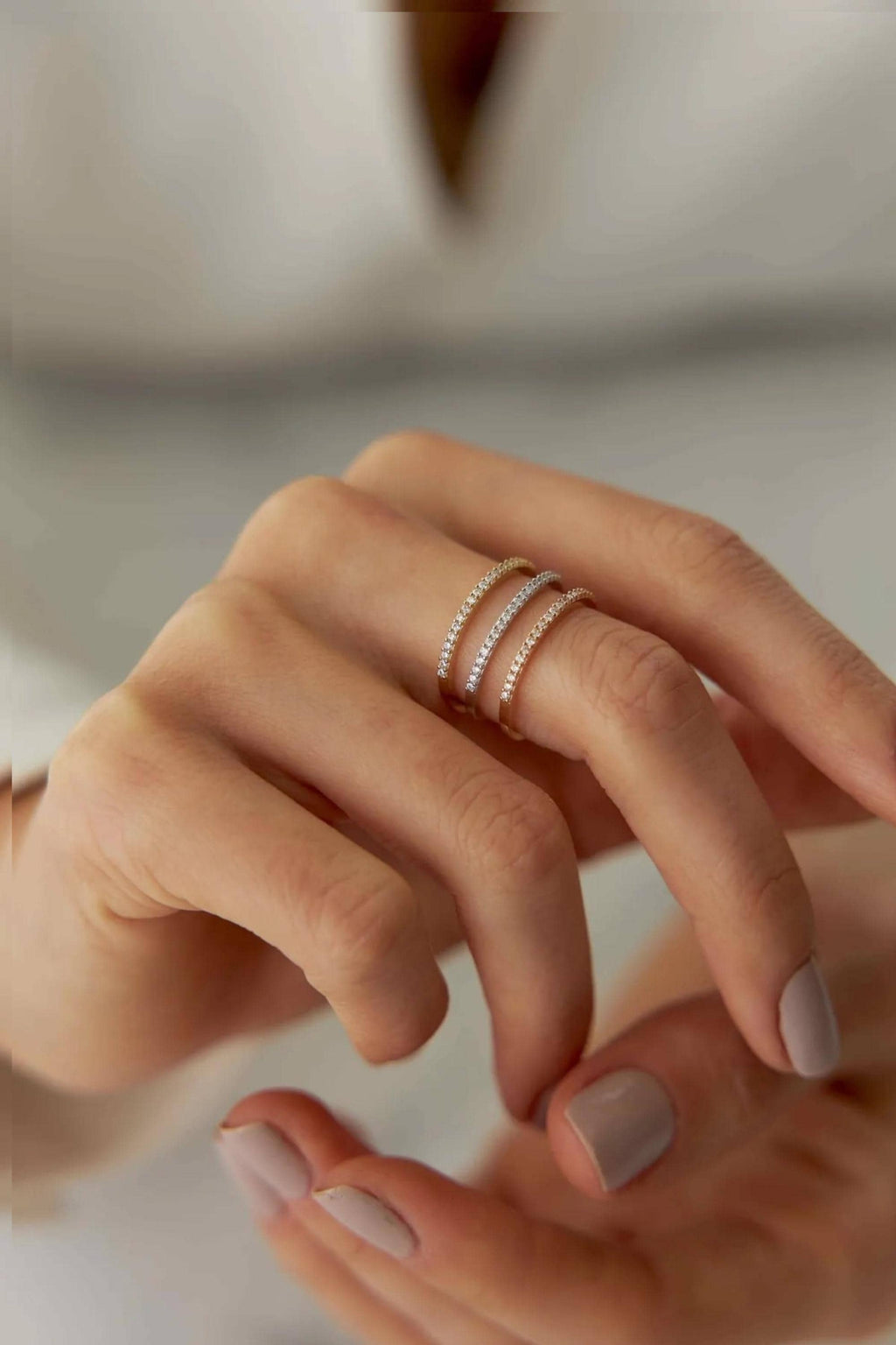 14K Gold Half Eternity Ring, Classic Gold Band